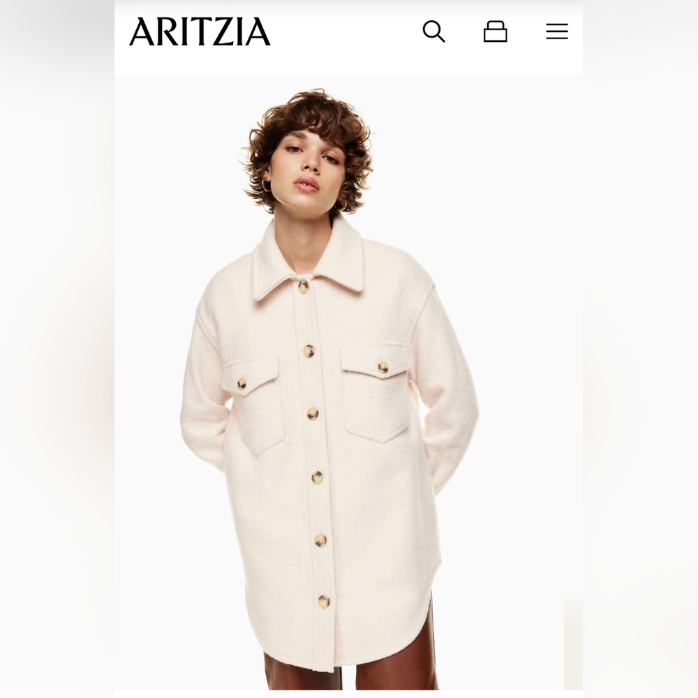Wilfred Free 'The Ganna' Cream Merino Wool Shacket